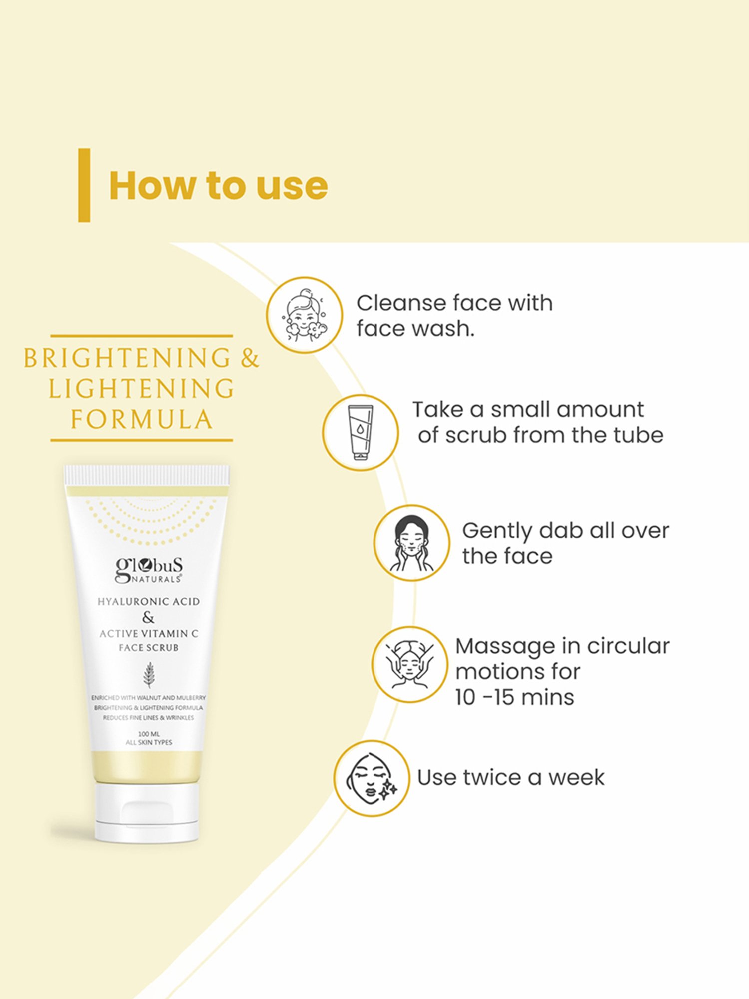 Globus Naturals Hyaluronic Acid & Active Vitamin C Face Scrub - Pack of 3