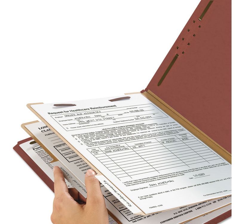 Smead Pressboard Classification Folder 2" Exp. Two Dividers Letter Red 10/Box 14024