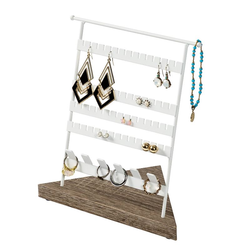 Honey-Can-Do Geo No-Hassle Earring Stand Brown