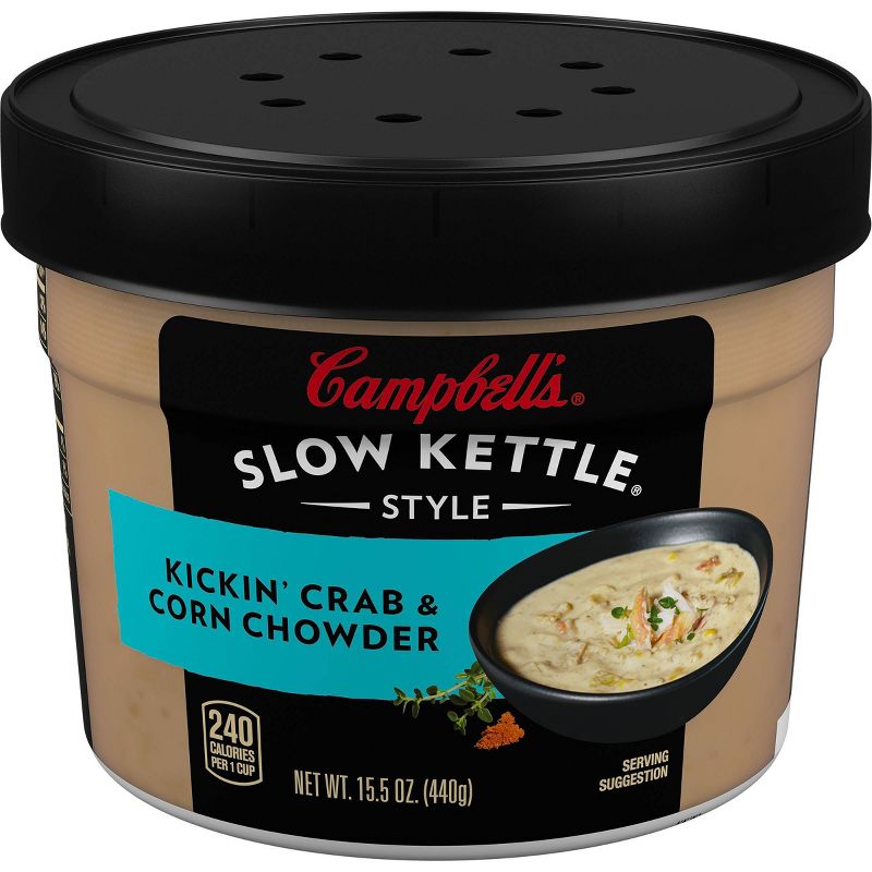 Campbell's Slow Kettle Style Kickin' Crab & Corn Chowder Soup Microwaveable Bowl 15.5oz