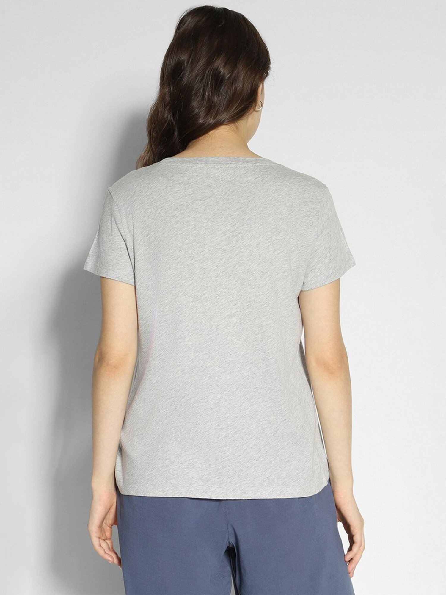 American Eagle Outfitters Grey Cotton Graphic Print T-Shirt