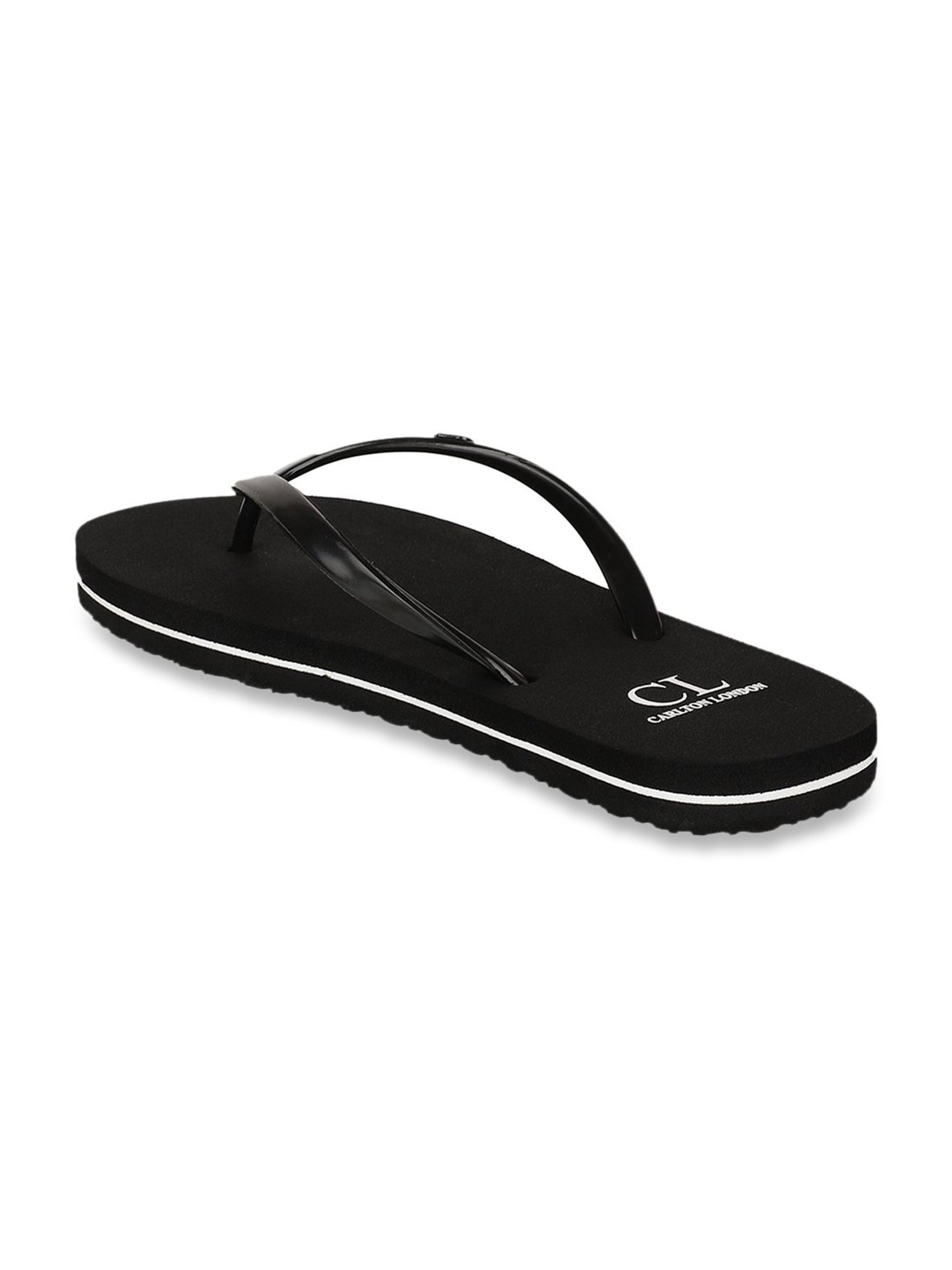 Carlton London Women's Black Flip Flops