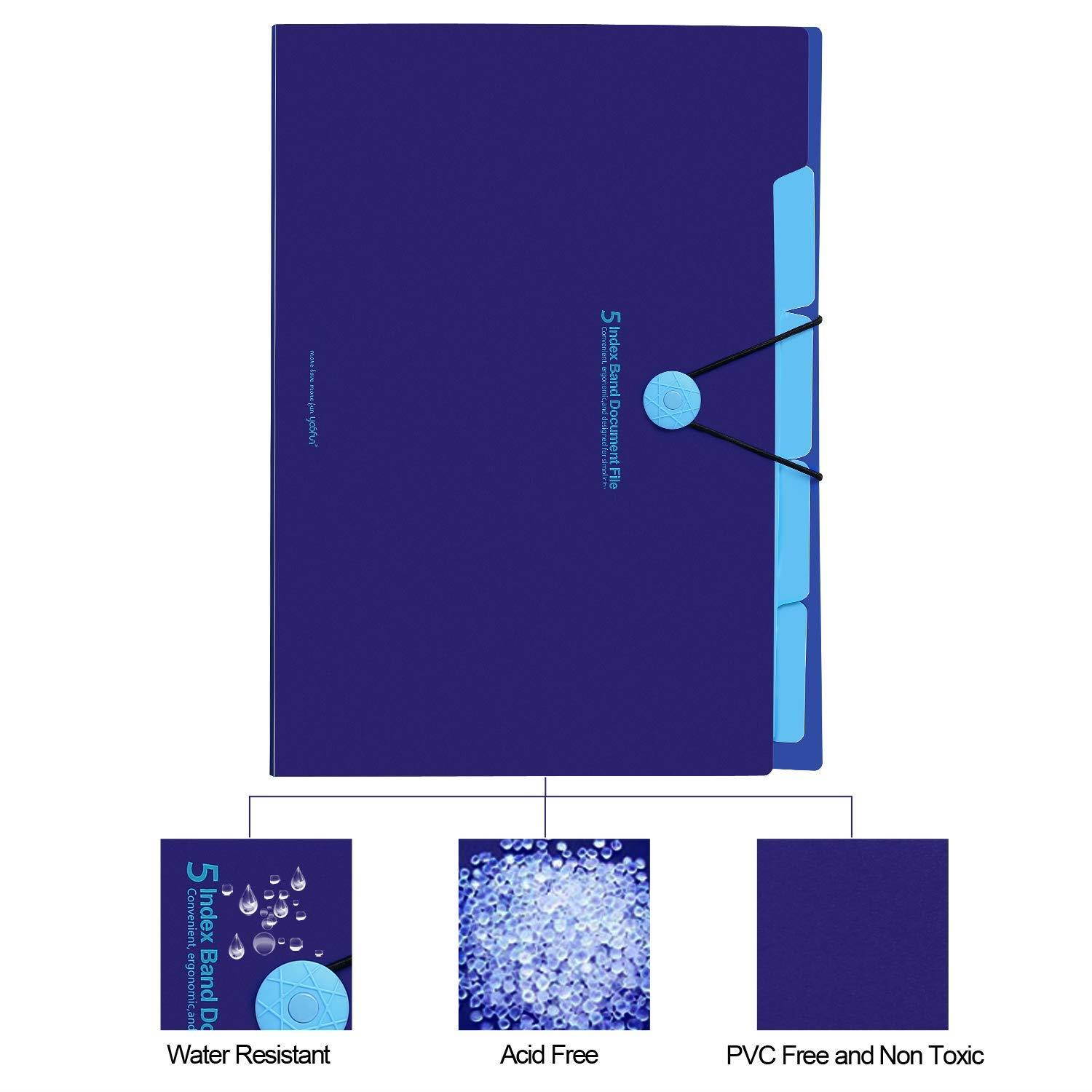 Skydue Expanding File Folders 5 Pockets Letter A4 Accordion Document Paper Organizer, Pack of 4