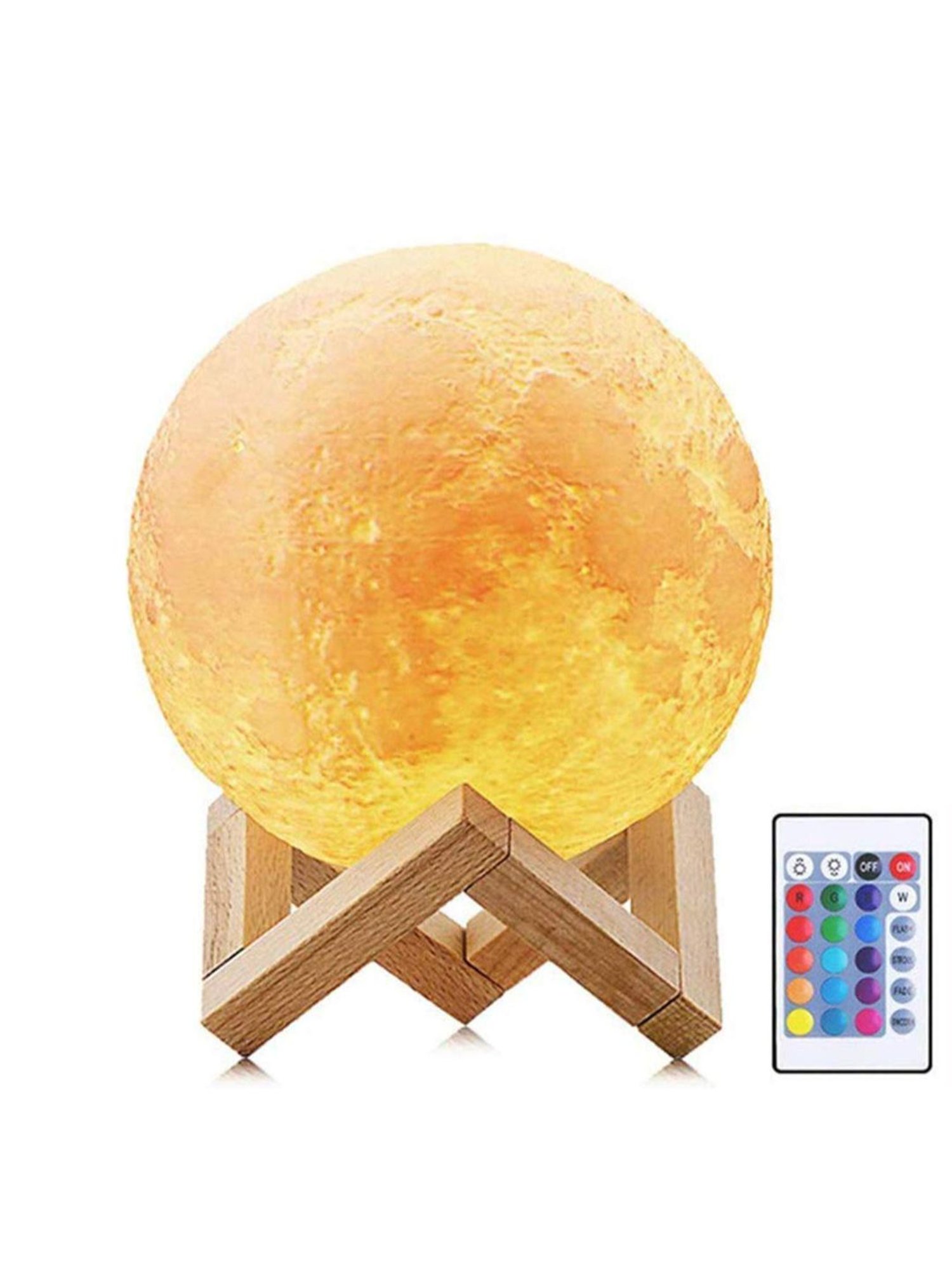 XERGY 15 Cm 3D Moon Lamp, Remote & Touch Control Adjust Brightness With Wooden Stand (Multicolor)