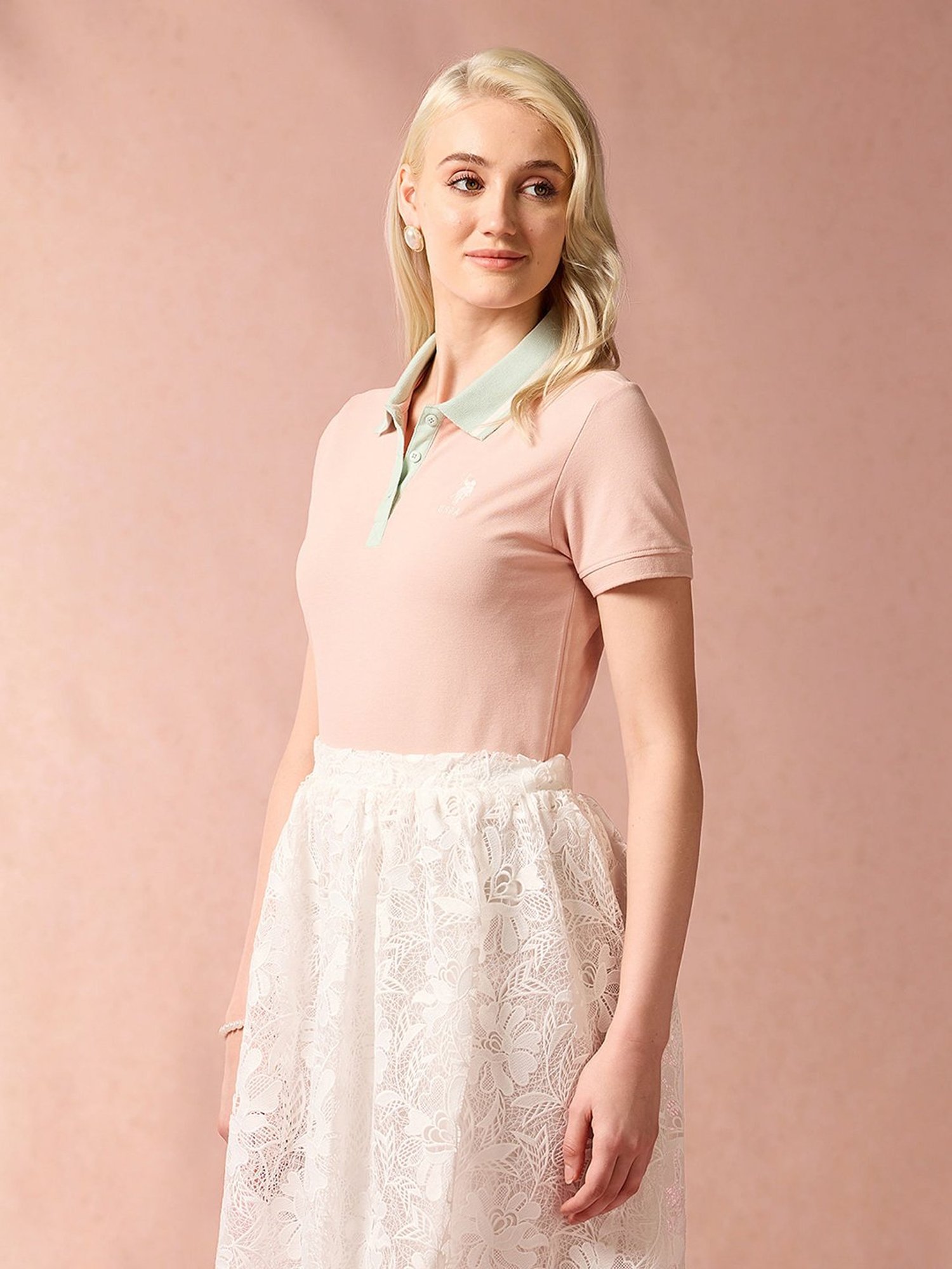 U.S. Polo Assn. Pink Logo Print Polo T-Shirt