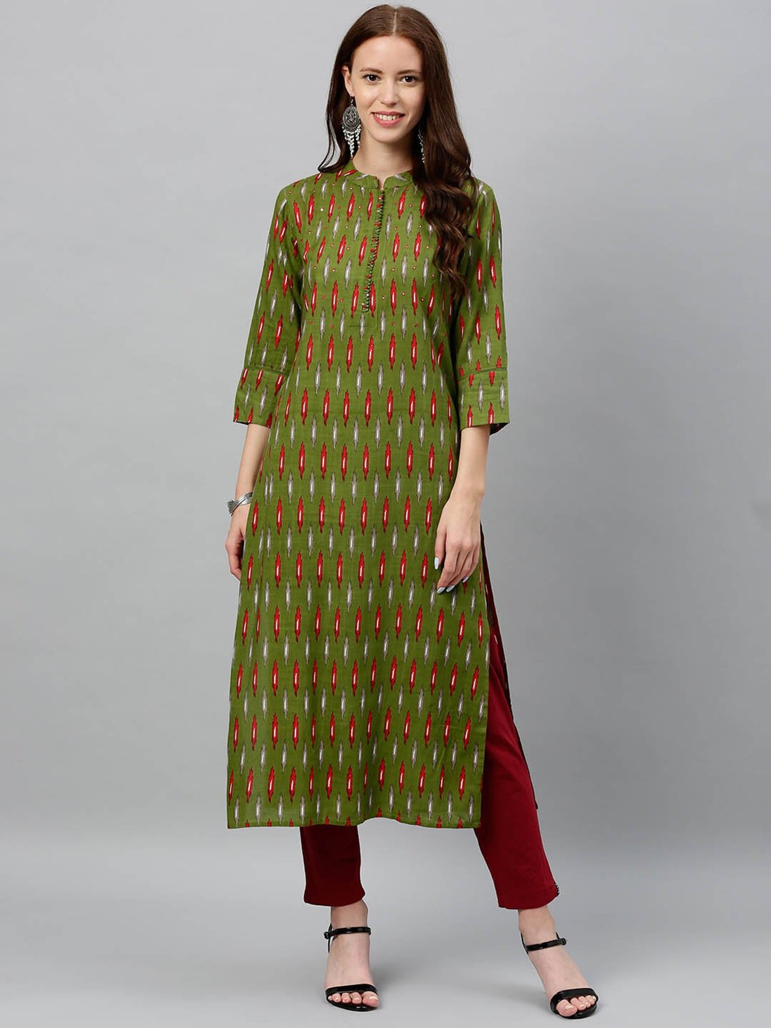 Kipek Green Rayon Printed Kurta
