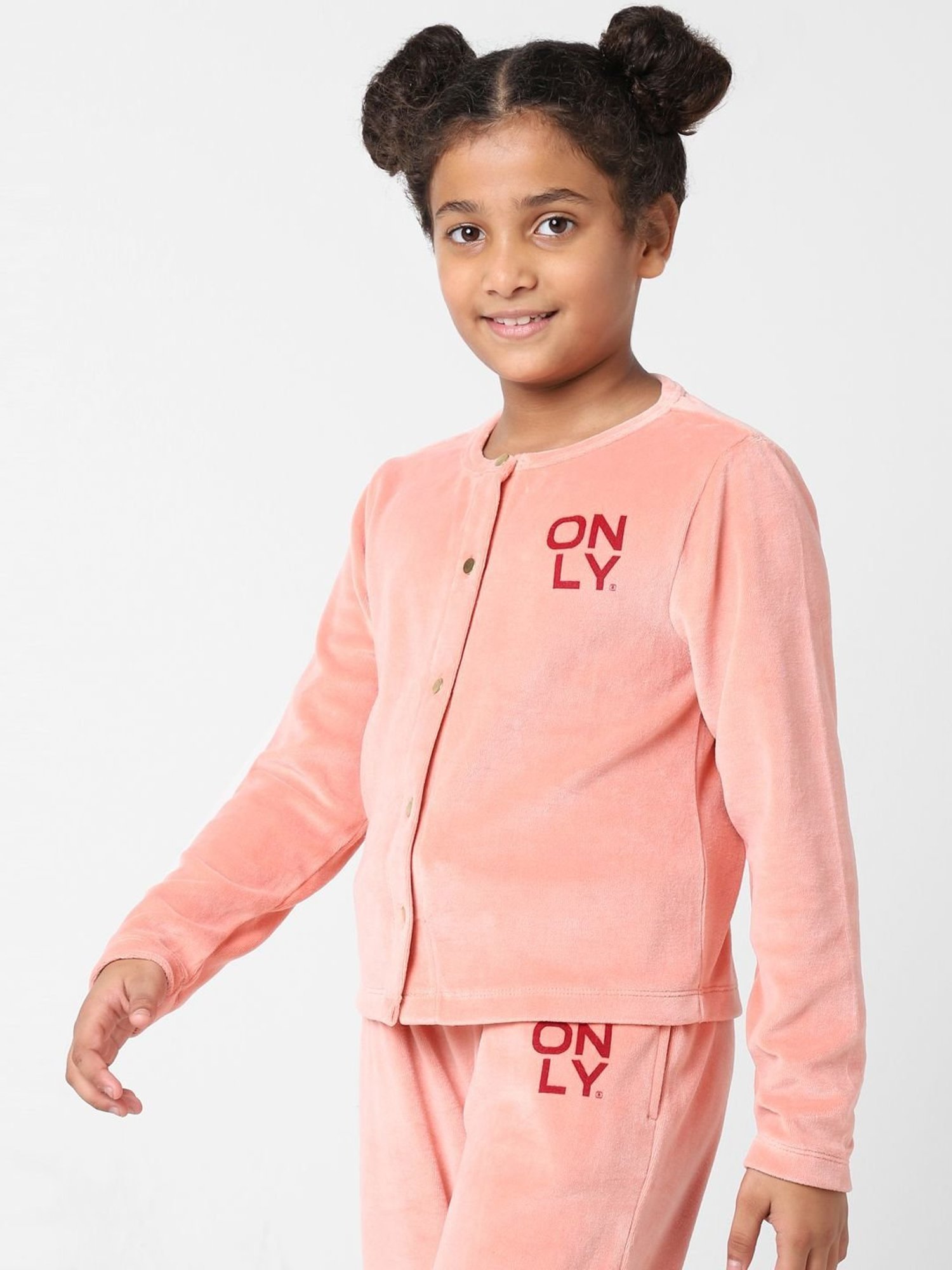 KIDS ONLY Kids Pink Cotton Printed Full Sleeves Cardigan