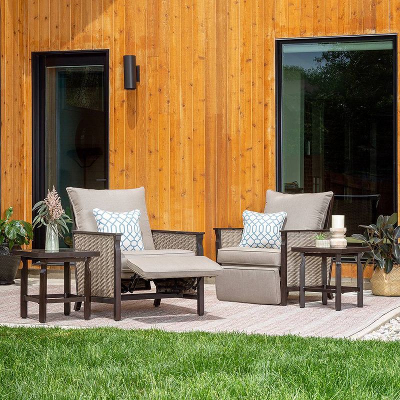 Colton Wicker Outdoor Recliner with Sunbrella Cast Shale Cushion - Tan - La-Z-Boy