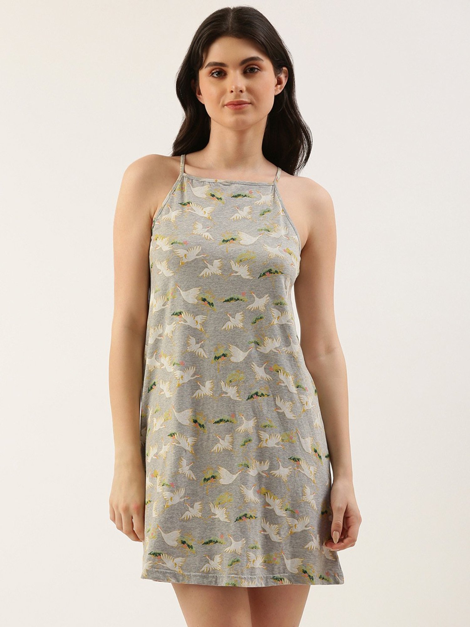 Clt.s Grey Cotton Printed Night Dress