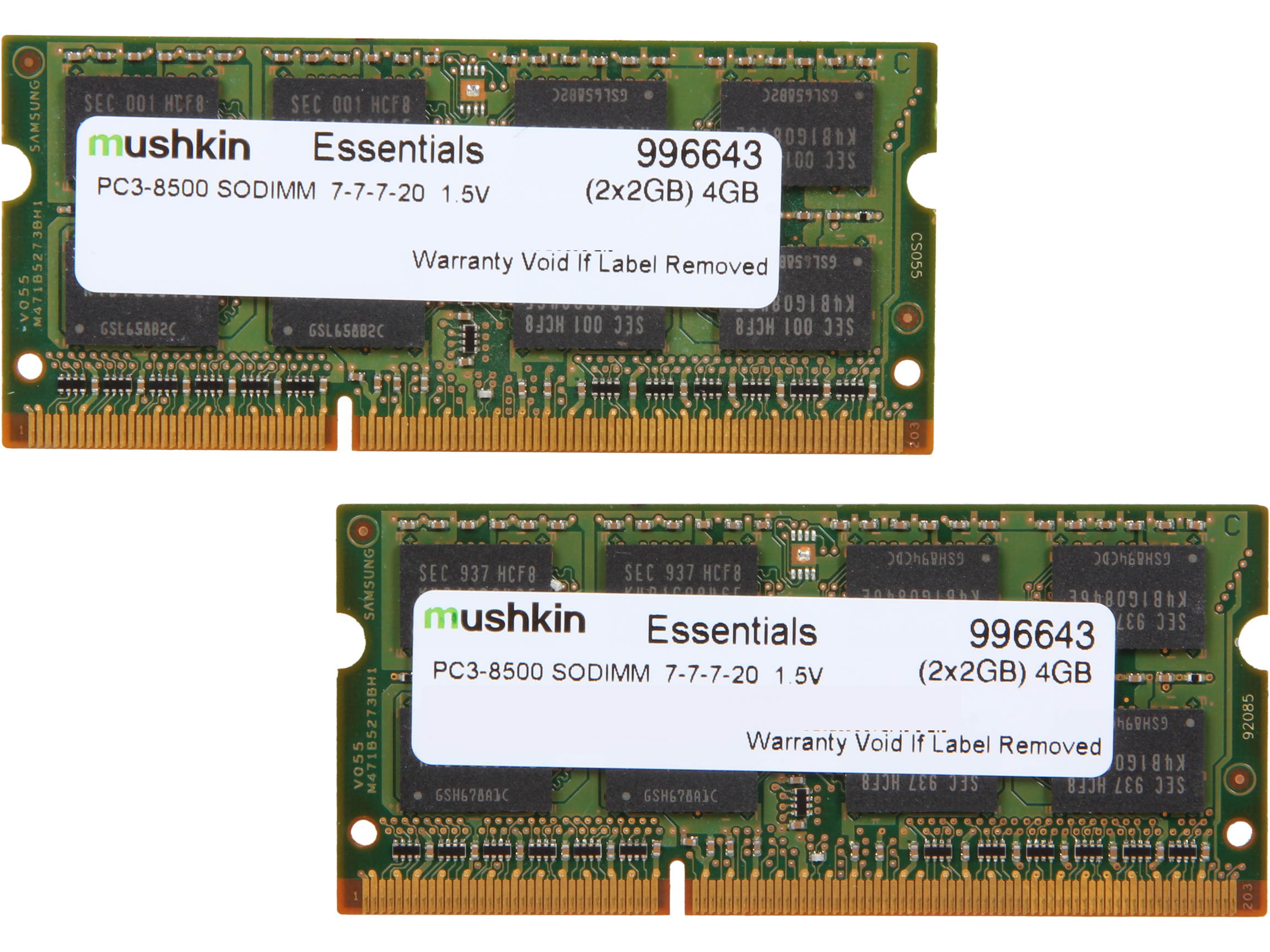 Mushkin Enhanced 2GB 204-Pin DDR3 SO-DIMM DDR3 1066 (PC3 8500) Laptop Memory Model 991643