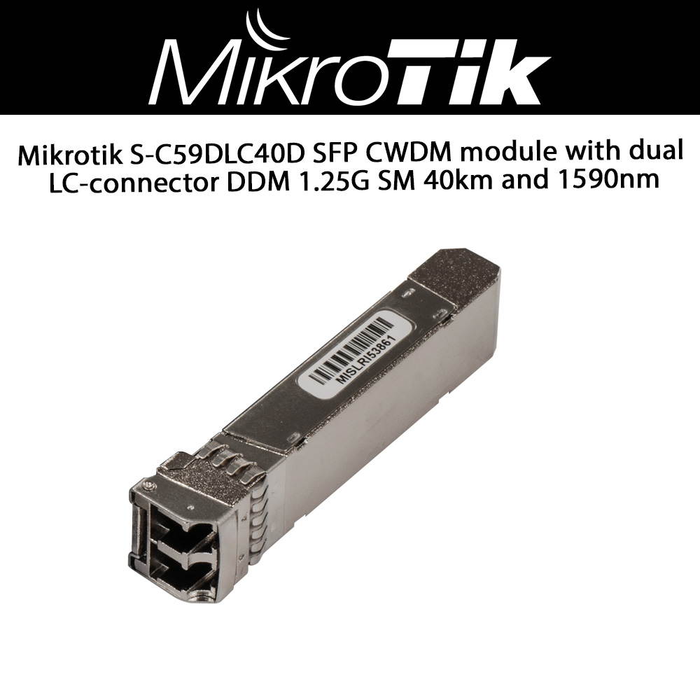 Mikrotik S-C59DLC40D SFP CWDM module with dual LC-connector DDM 1.25G SM 40km and 1590nm