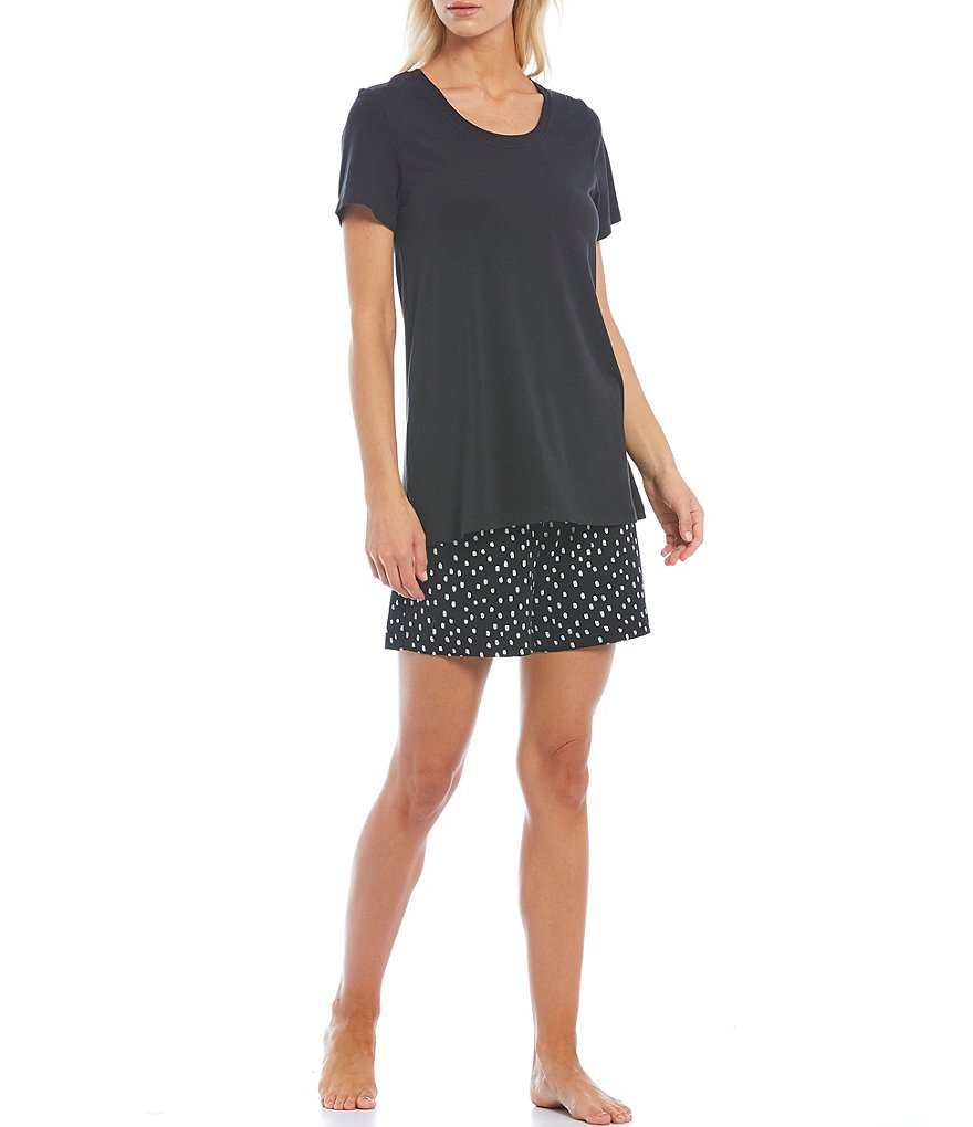 HUEtique Painted Dot Print Knit Sleep Shorts