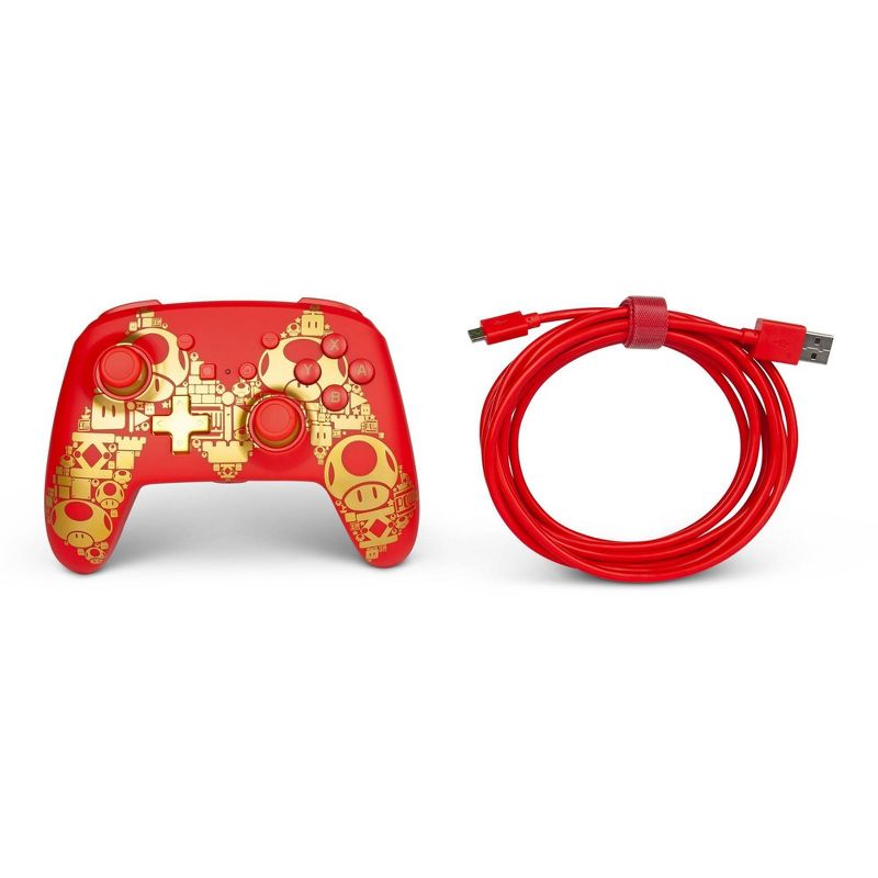 PowerA Enhanced Wired Controller for Nintendo Switch - Mario Golden M - Red