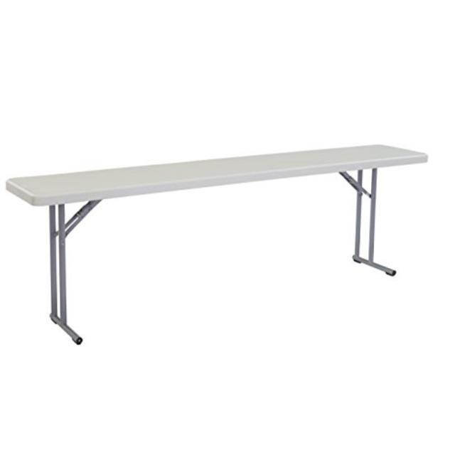 nps 18" x 96" heavy duty seminar folding table, speckled gray, 700 lb capacity