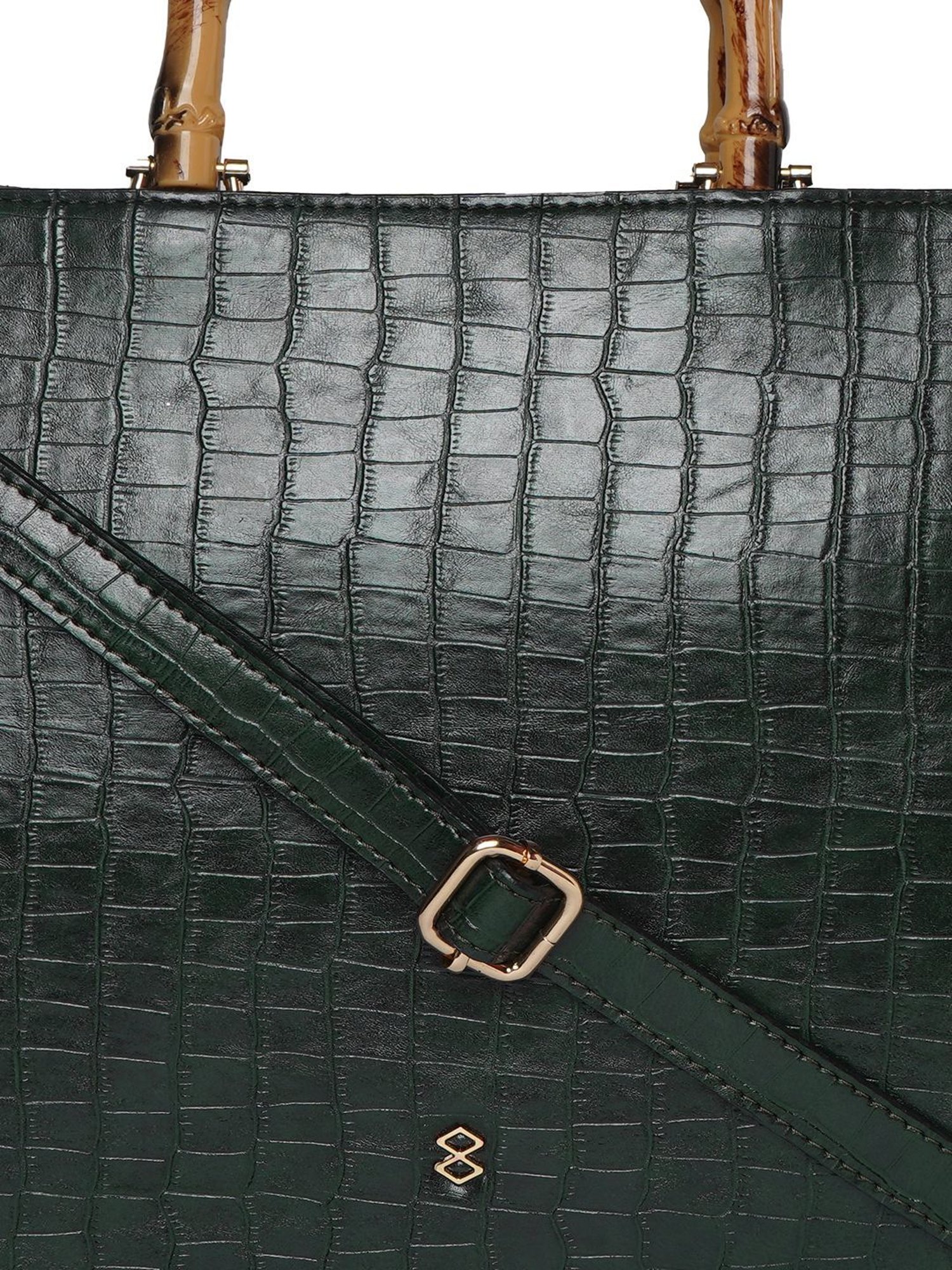 Horra Green Textured Medium Handbag
