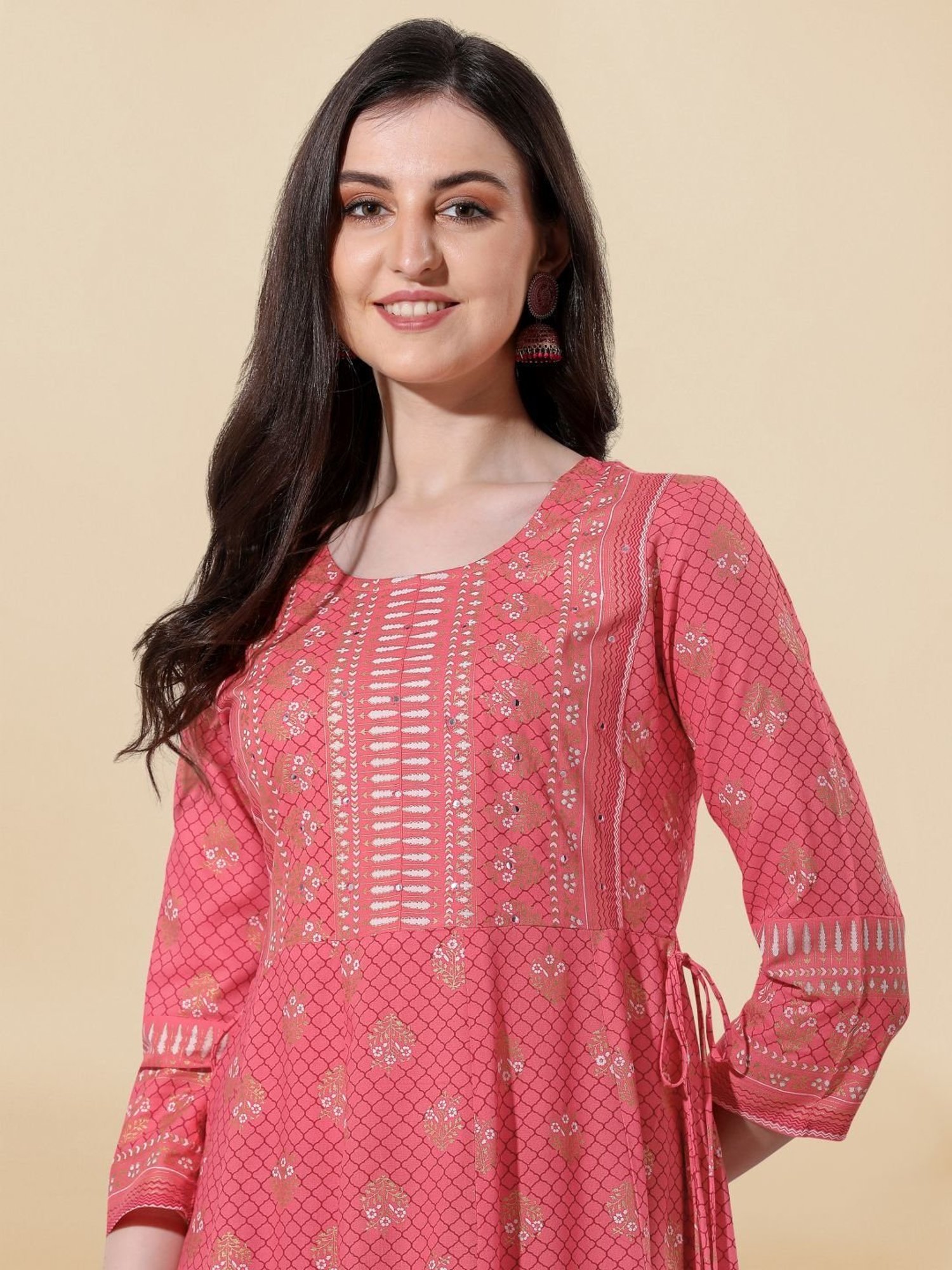 MIRCHI FASHION Coral Embroidered A-Line Dress