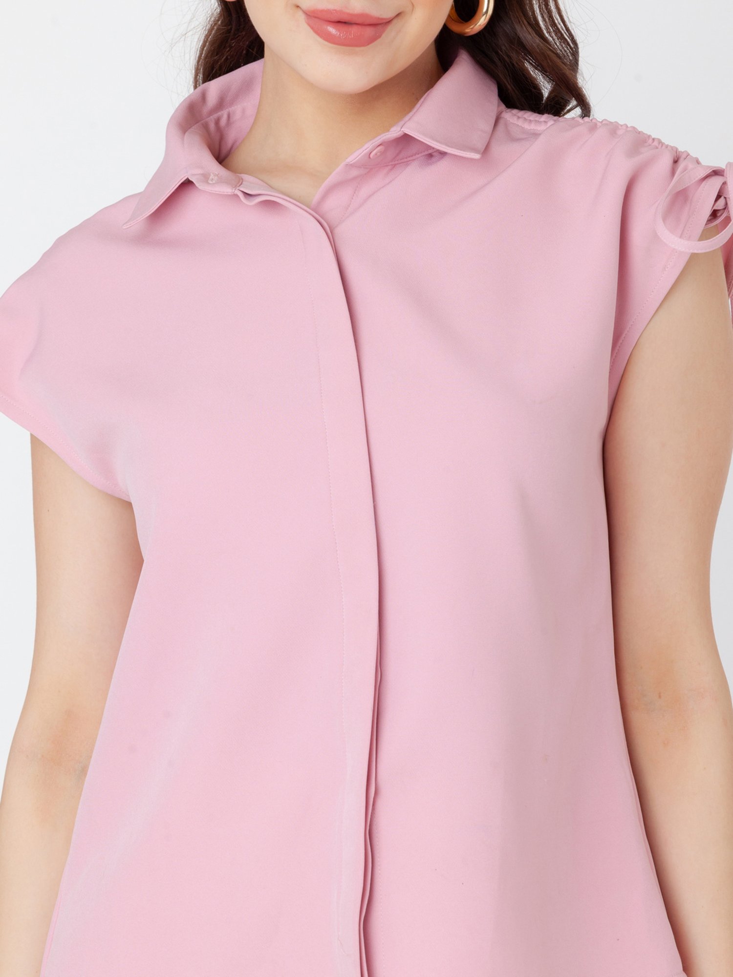 Zink London Light Pink Regular Fit Top