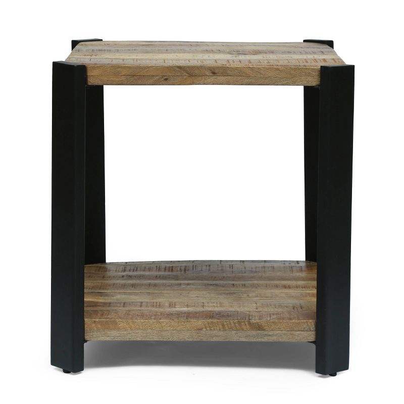 Taber Modern Industrial Handcrafted Mango Wood Side Table Natural/Black - Christopher Knight Home