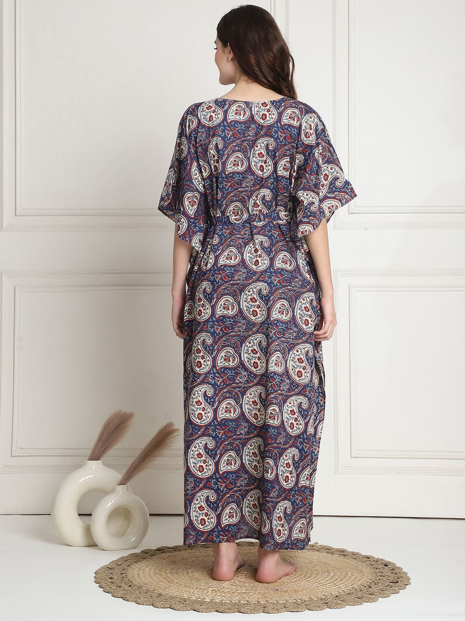 Secret Wish Blue Printed Maternity Kaftan Night Dress