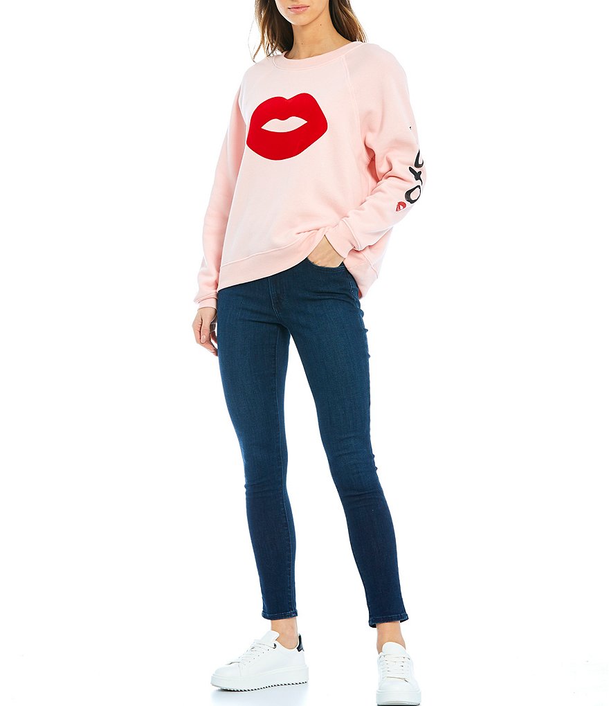 WILDFOX Crew Neck Sommers Kiss Knit Sweatshirt