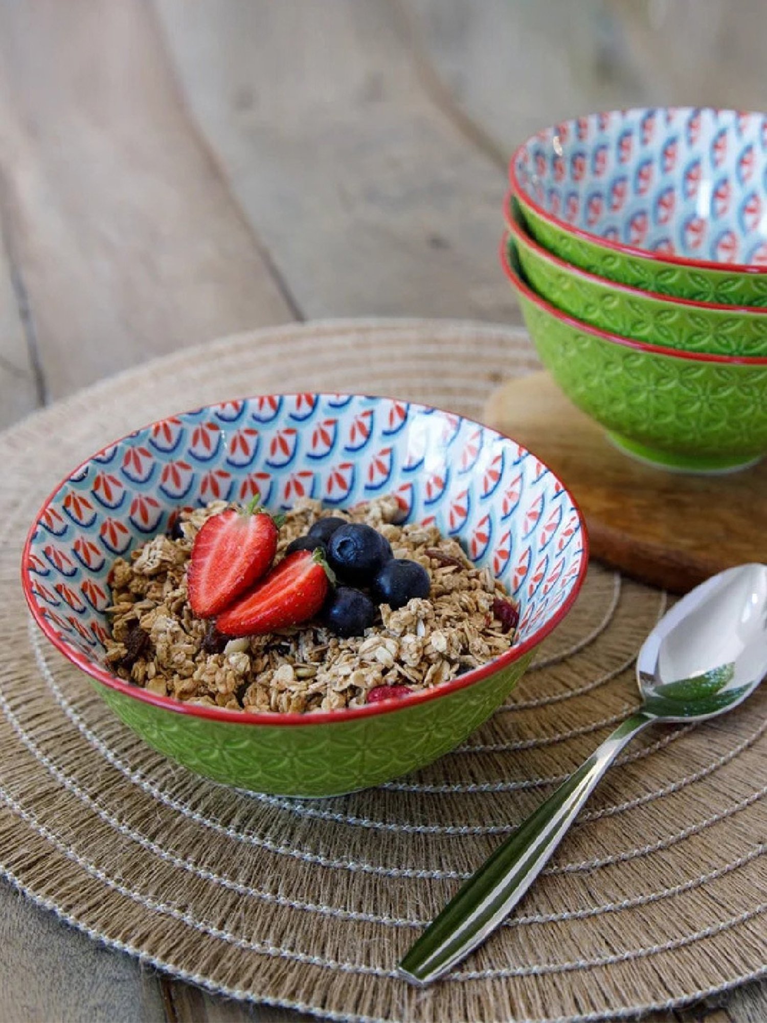 KitchenCraft Green Stoneware Fruit Bowl