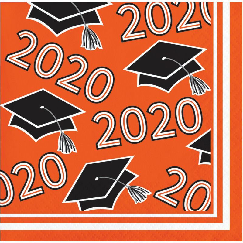 108ct Class Of 2020 Grad Beverage Napkins Orange