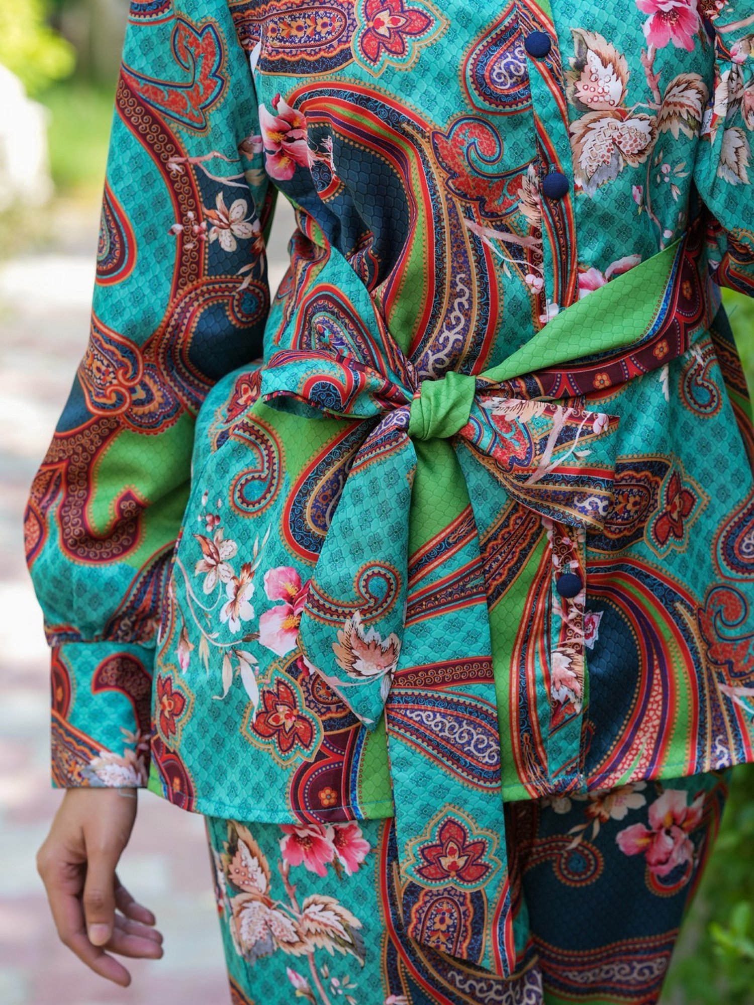 Yufta Green Printed Shirt Pant Set