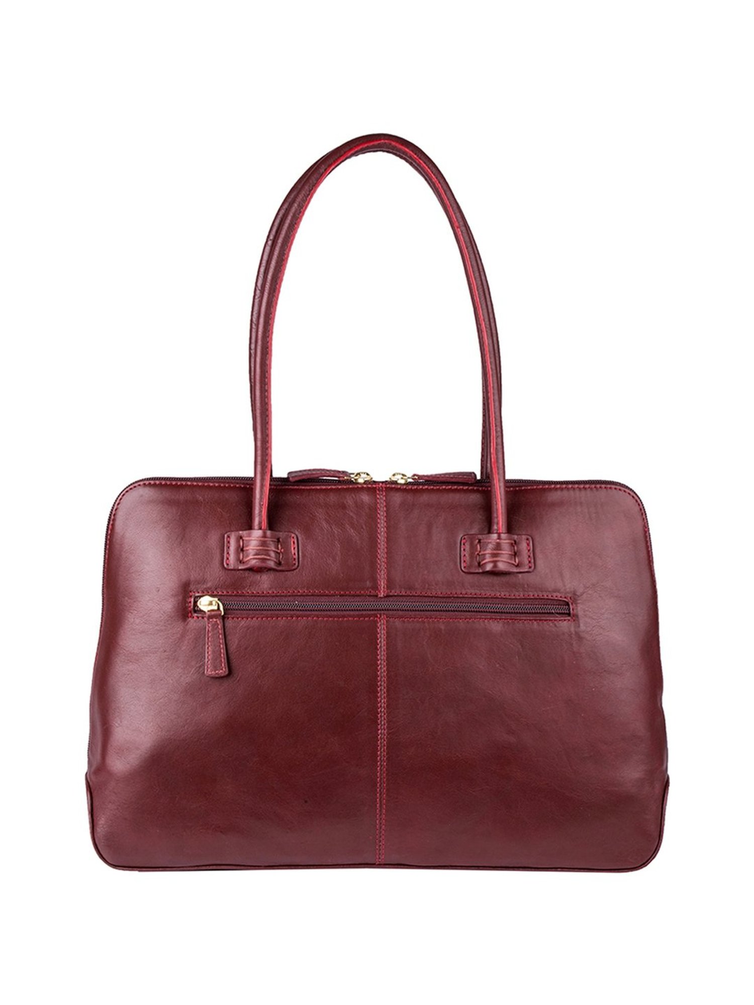 Hidesign Red Solid Medium Shoulder Handbag