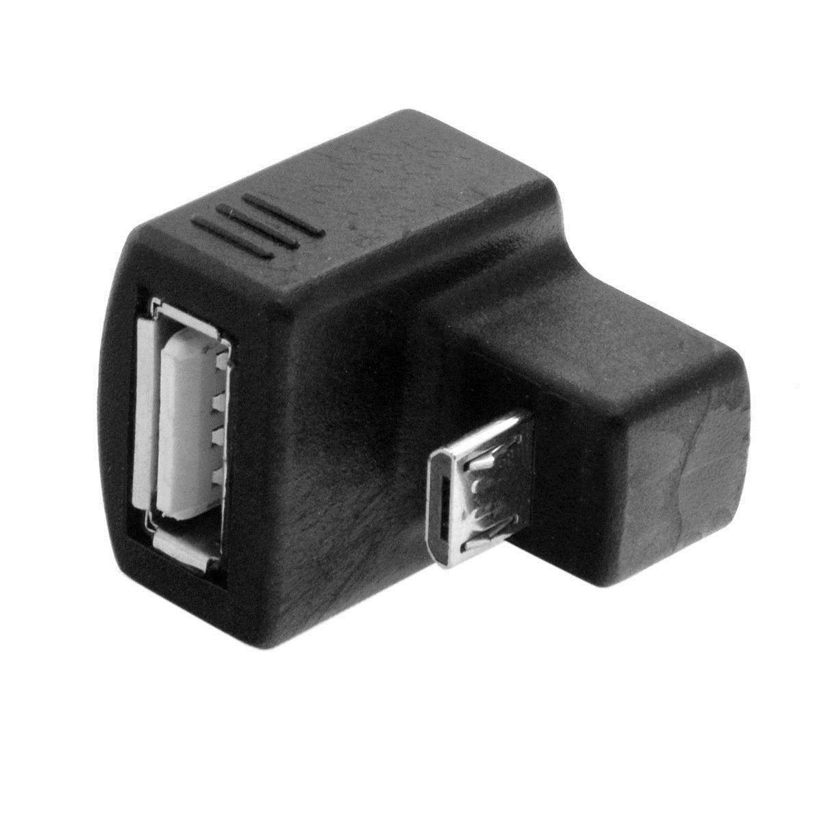Micro USB OTG 180 Down Right Angled to USB 2.0 Female Extension Adapter