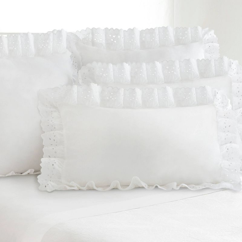 Standard 2pk Eyelet Ruffled Sham White - Fresh Ideas