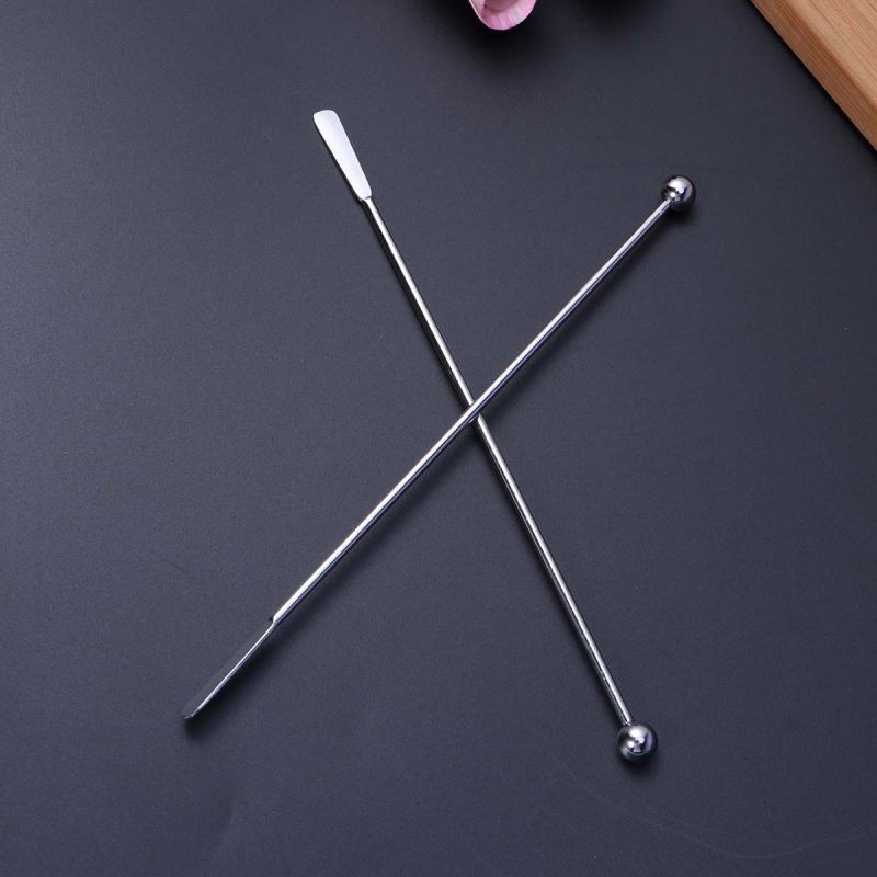 5 Pcs Stainless Steel Flat and Round Bead Cocktail Pick Set Fruit Stick Martini Picks(Rose Gold)