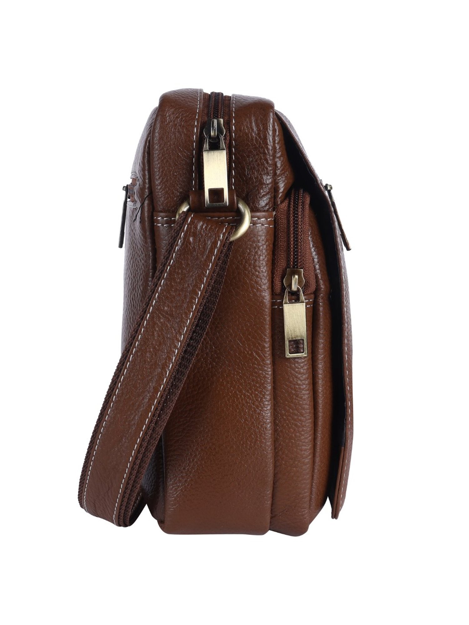 HiLEDER Pure Genuine Leather Messenger Shoulder Sling Cross Body Office Bag for Men and Women,Coffee