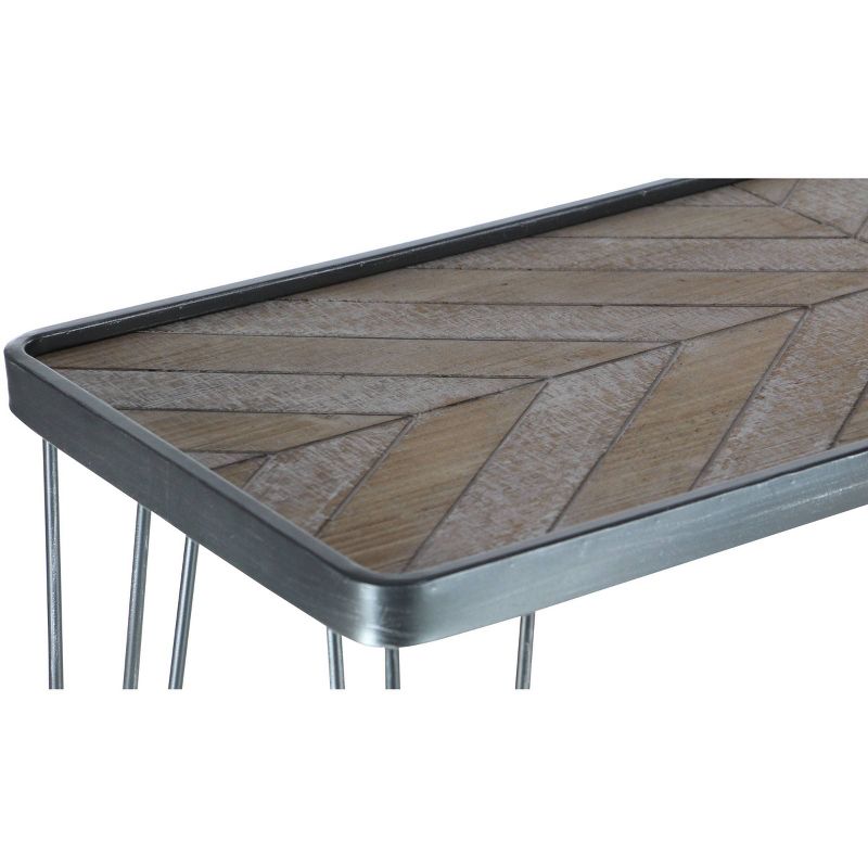 Modern Wood and Iron Chevron Console Table Brown - Olivia & May