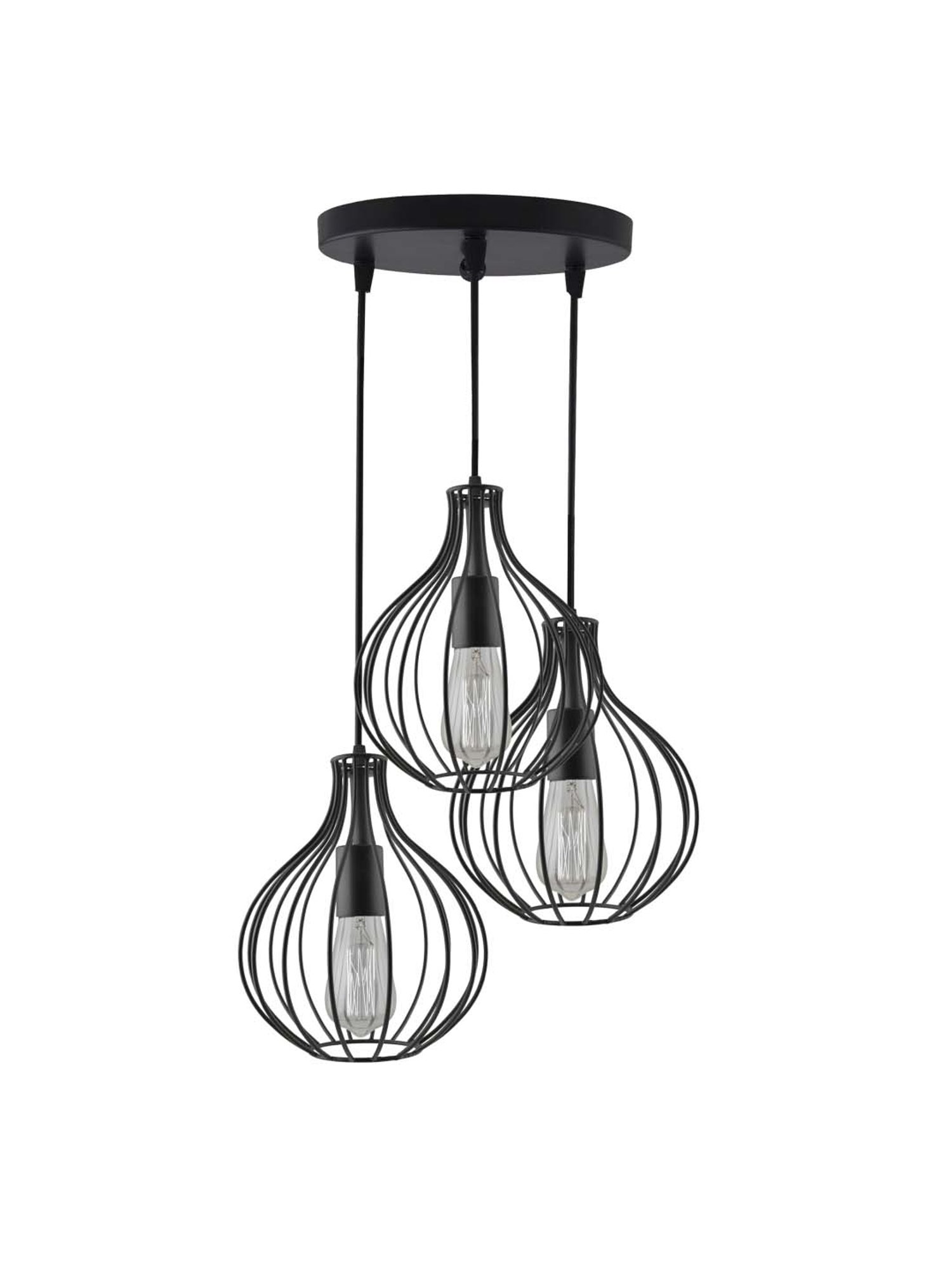 Homesake 3-Lights Round Cluster Black Metal Crown Pendant Light - Set of 1 (Bulb not included)