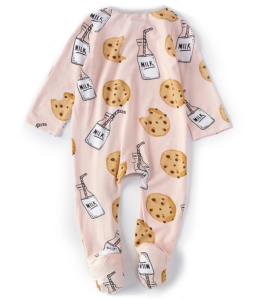 Mud Pie Baby Girls Newborn-9 Months Long-Sleeve Milk & Cookies Footed Sleeper