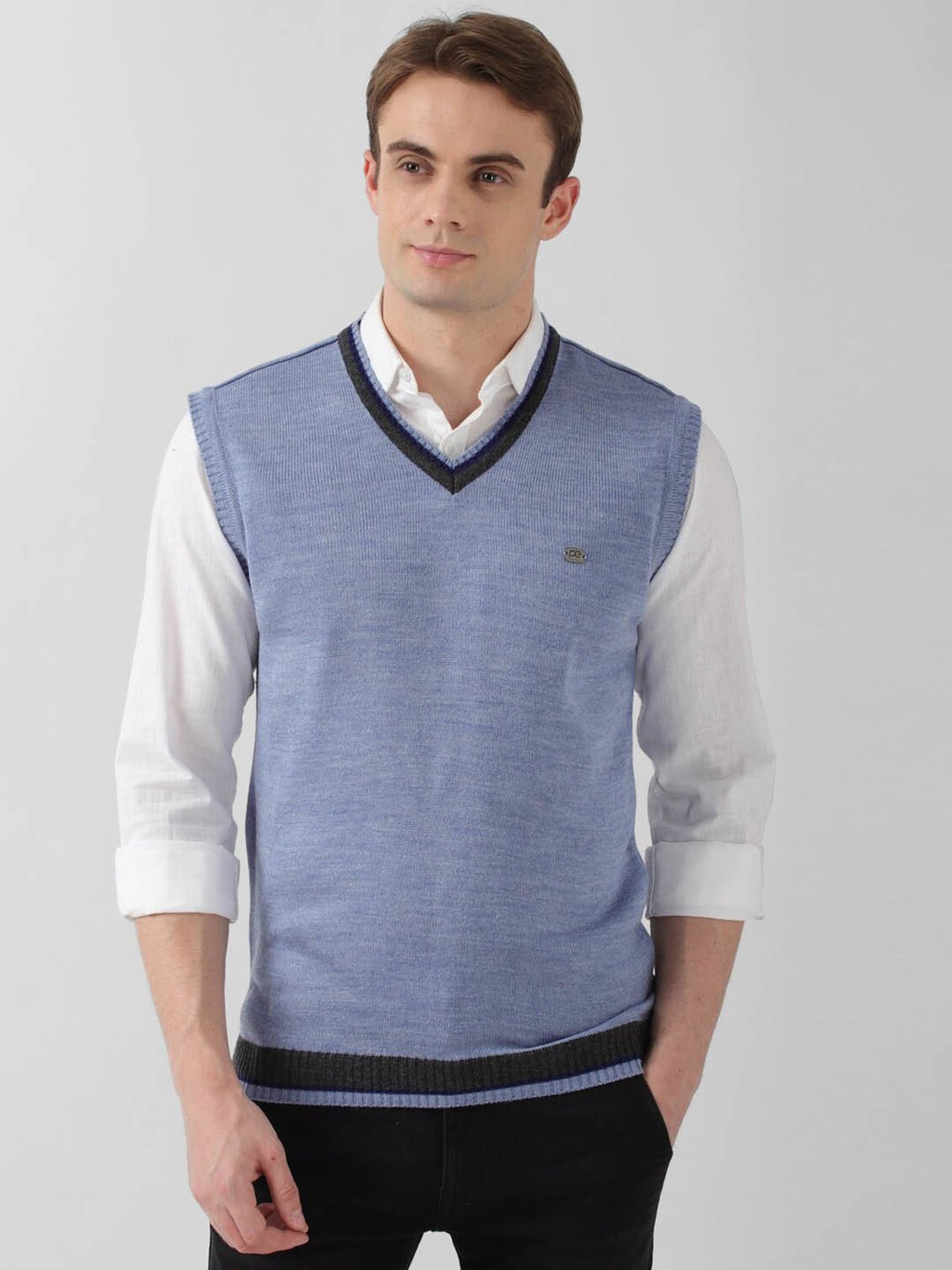 Peter England Blue Regular Fit Sweater