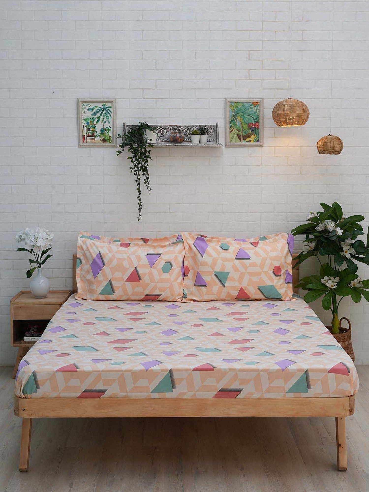 Ariana Orange Microfibre 120 TC Queen Bedsheet with 2 Pillow Covers