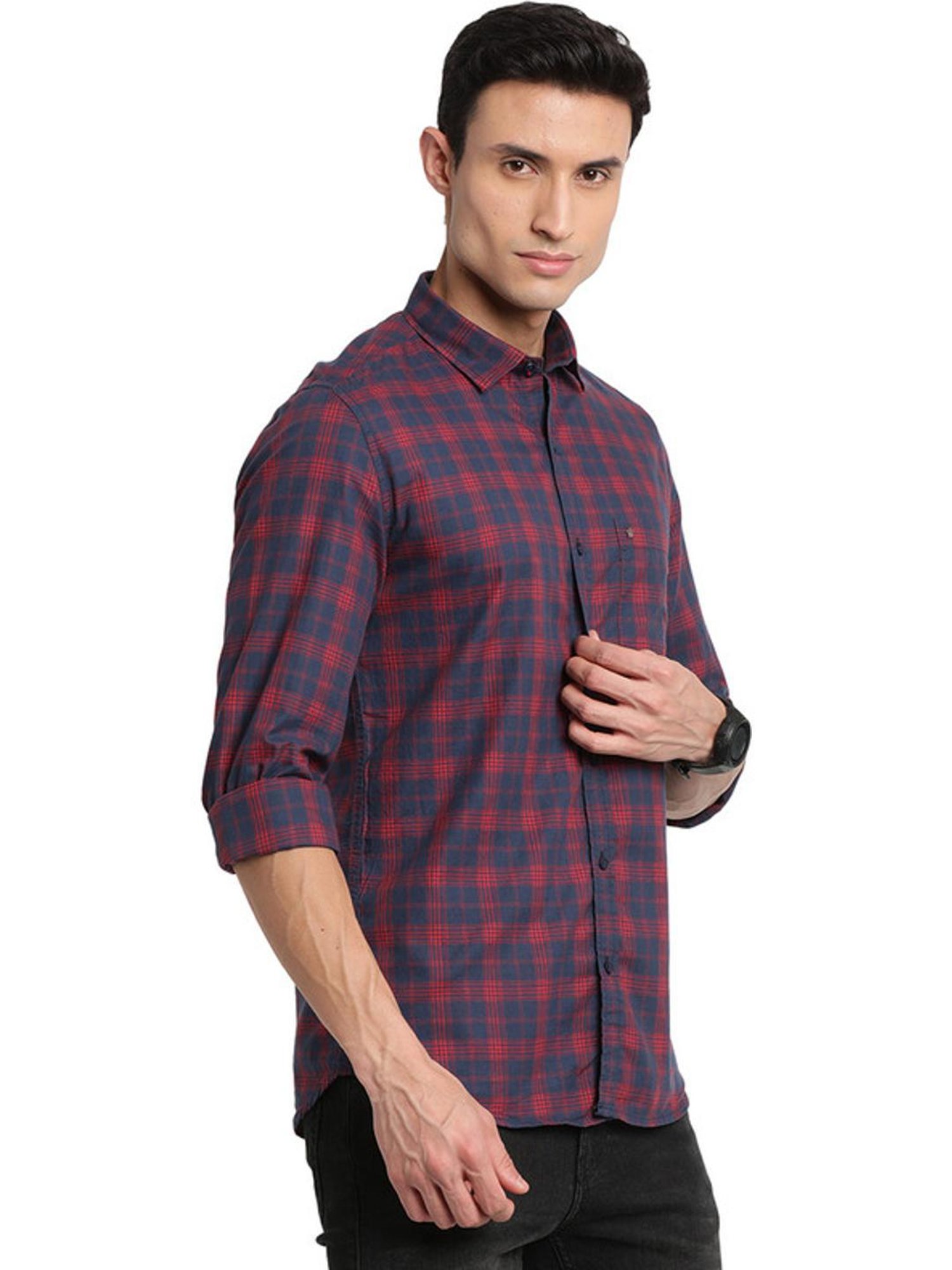 Turtle Multicolored Cotton Slim Fit Checks Shirt