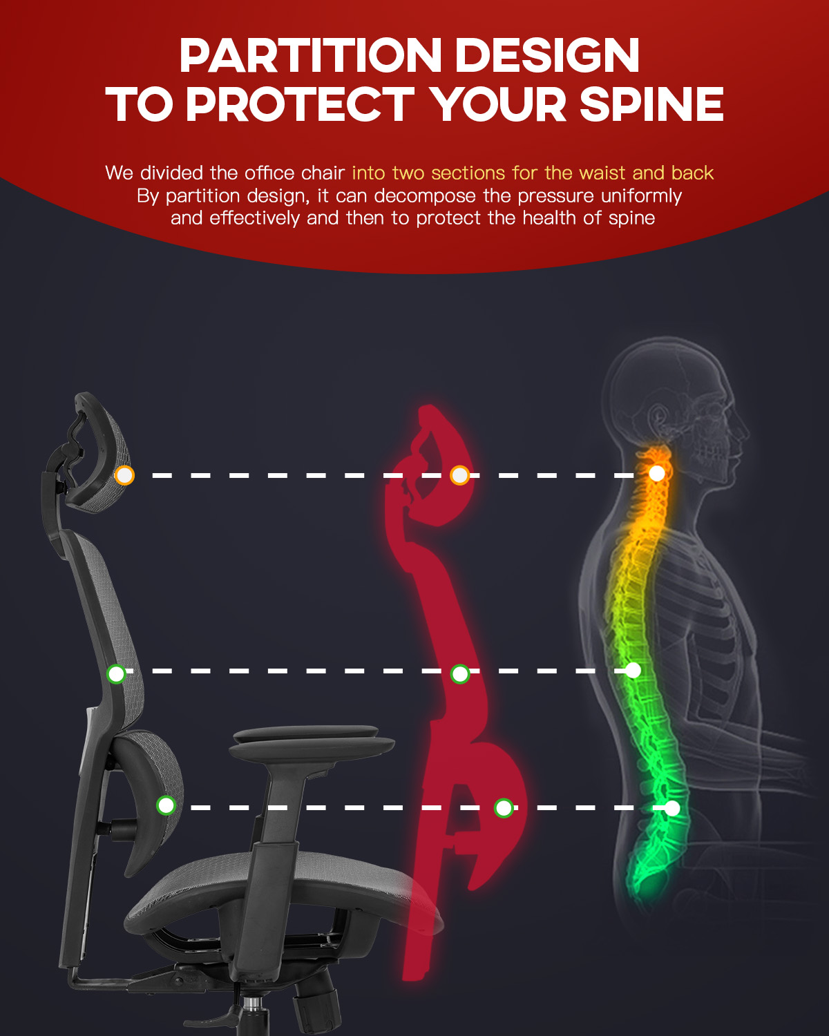 Office Chair Desk Chair Computer Chair with Arms Lumbar Support Swivel Rolling Ergonomic High Back Mesh Task Chair for Men(Grey)