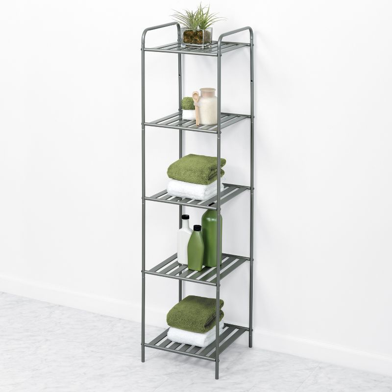 Slat Style Decorative Storage Shelf Brushed Nickel - Zenna Home