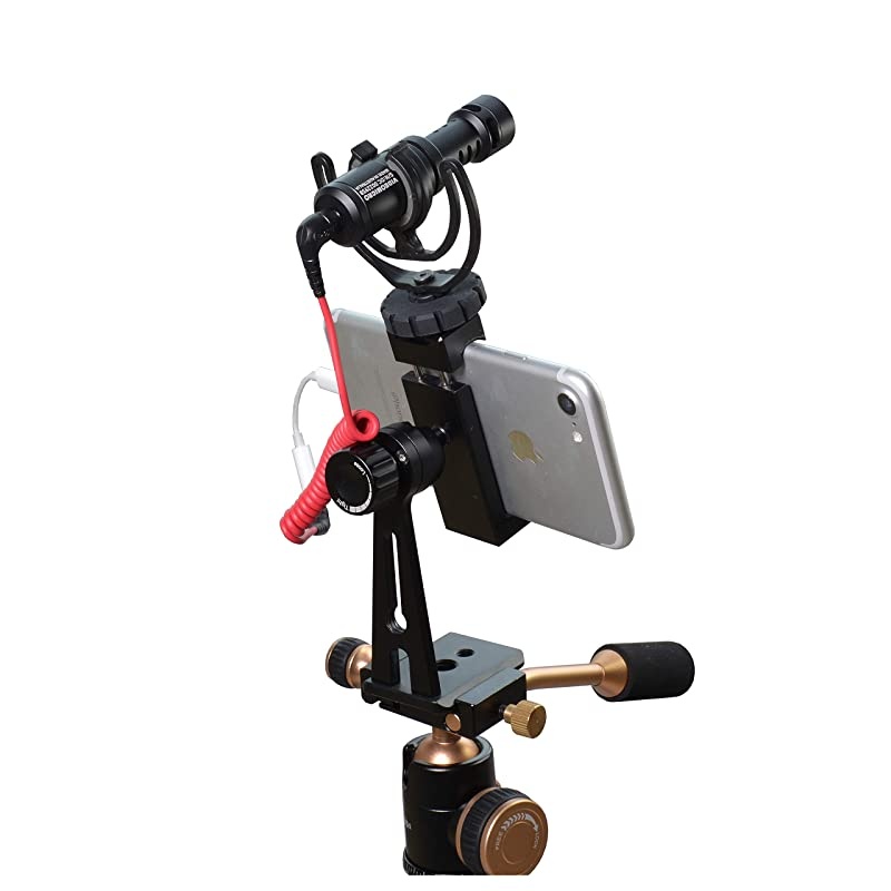 Phone Tripod Mount Adapter with Cold Shoe  Smartphone Tripod Holder Clip Metal 360 degree Rotation Vertical Cell Phone Bracket Compatible with iPhone Samsung Galaxy Huawei LG Google C10
