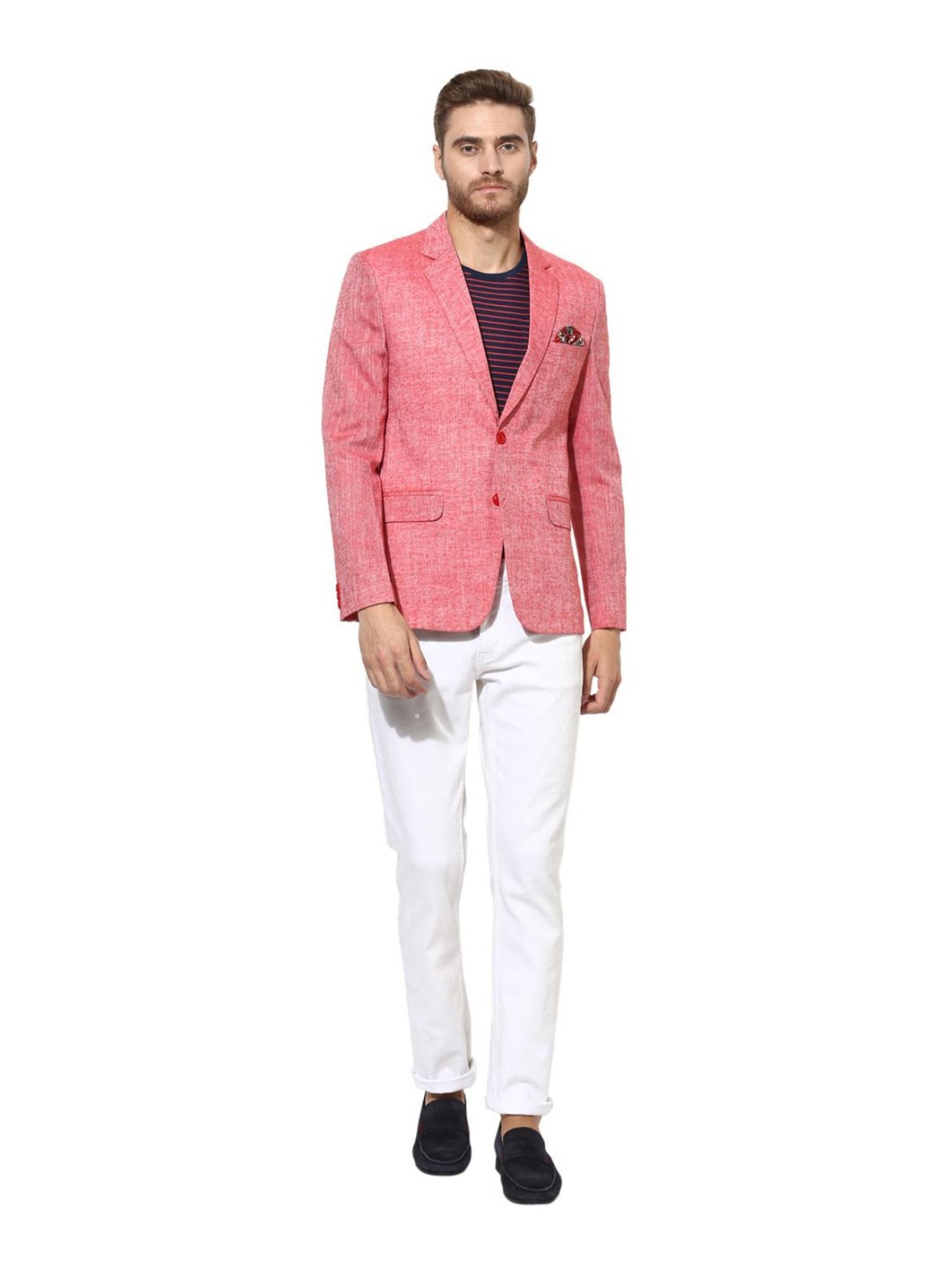 Hang Up Red Linen Regular Fit Blazer