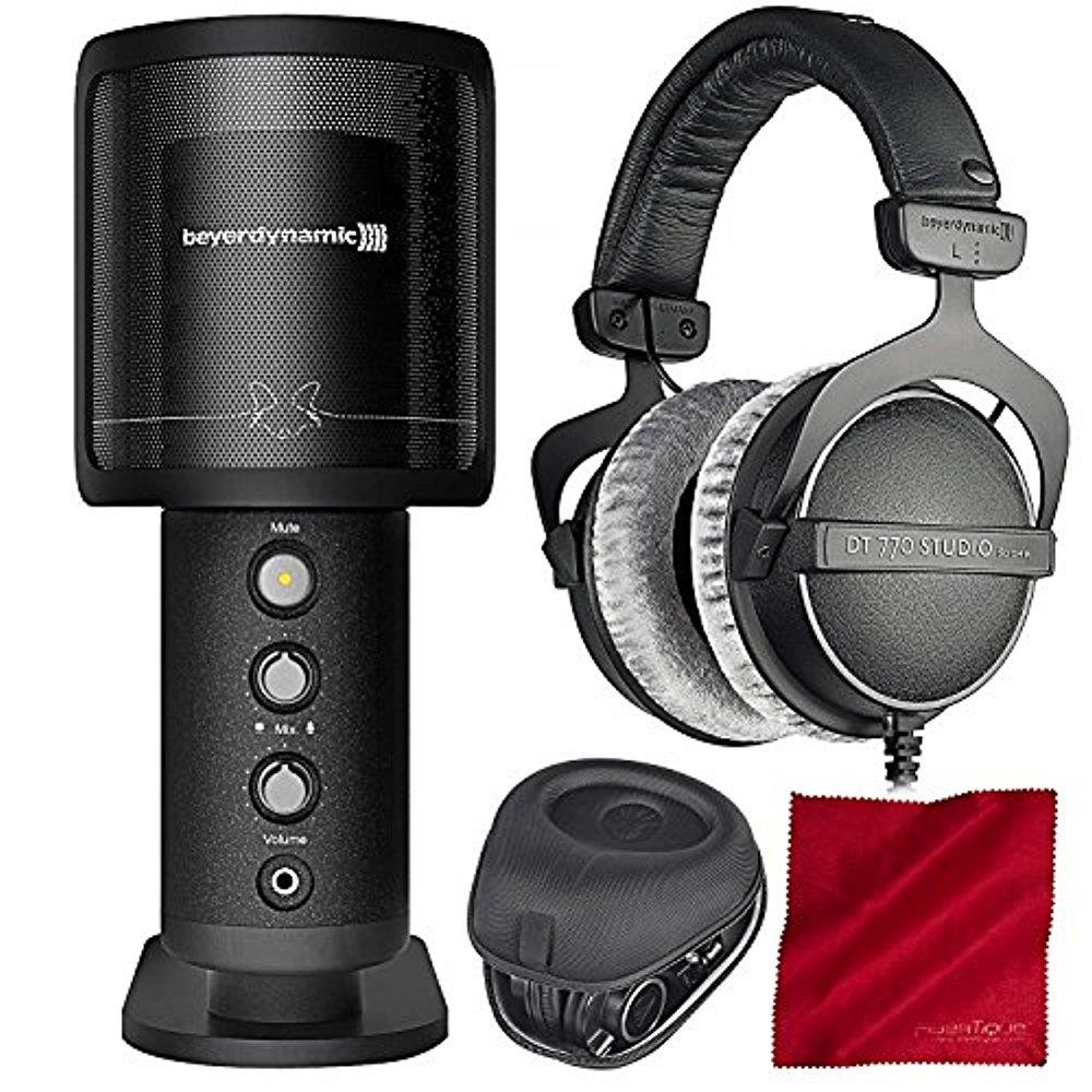 Beyerdynamic FOX professional USB Studio Microphone with Beyerdynamic DT770 Pro 80 ohm Headphones and Accessory Bundle