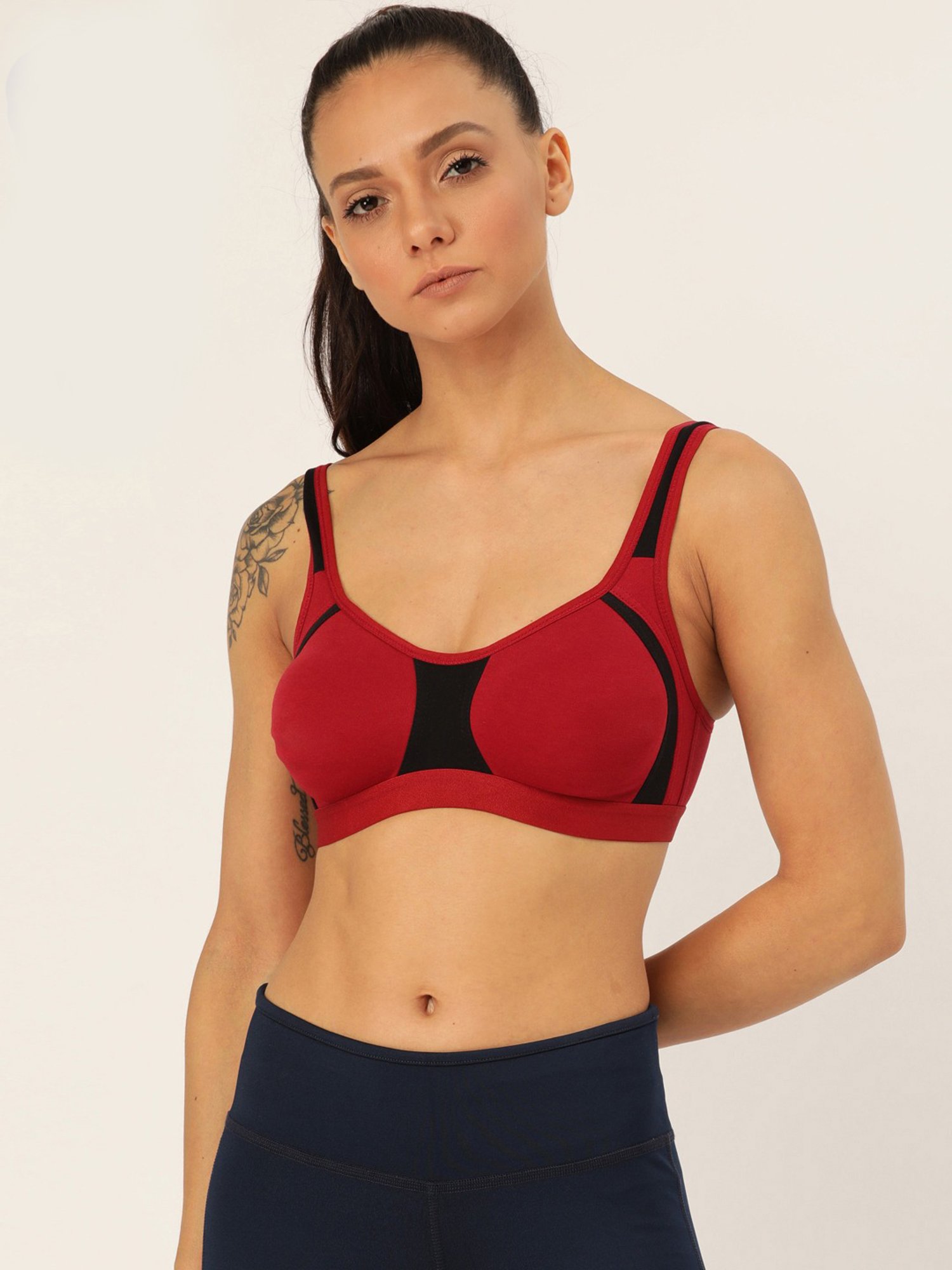 Lady Lyka Multicolor Non Wired Non Padded Sports Bra (Pack of 2)