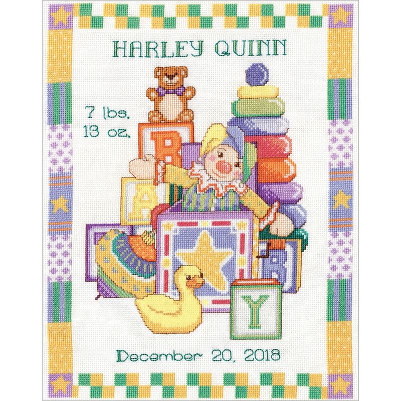 Tobin Counted Cross Stitch Kit 11"X14"-Toys Sampler Birth Record (14 Count)