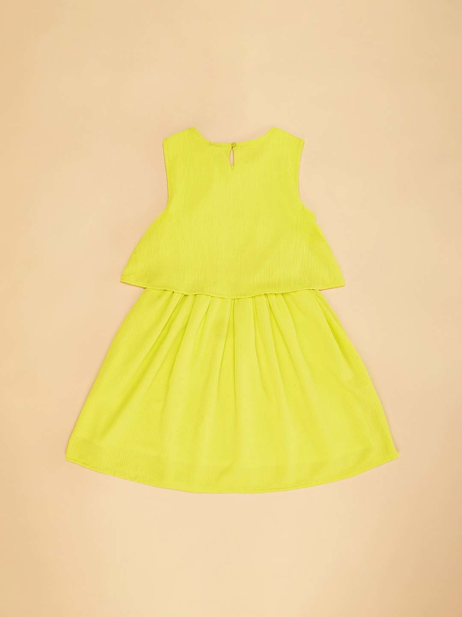 YU by Pantaloons Kids Green Self Pattern Dress