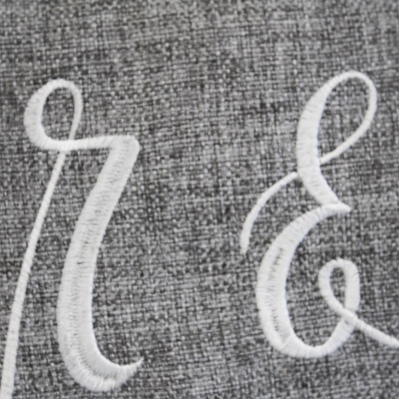 'Mr & Mrs' with Pearl Trim Lumbar Throw Pillow Gray - Edie@Home