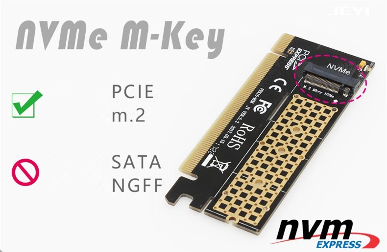 M.2 NGFF PCIe SSD to PCIe 3.0 x16 Adapter Controller Card, Support M.2 M Key (NVMe or AHCI) Solid State Drive Type 2280 2260 2242 2230 Converter to Desktop PCI Express not for SATA NGFF SSD