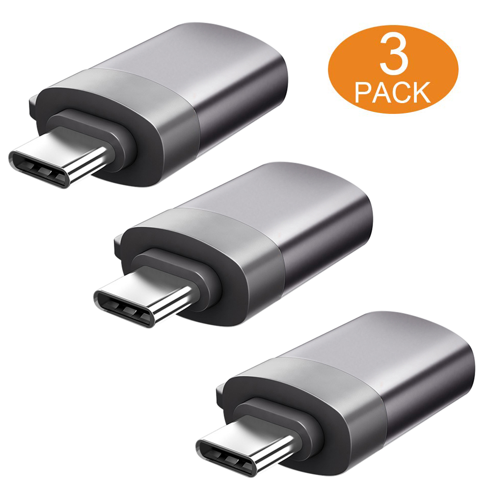 ESTONE 3-Pack USB C to USB 3.0 Adapter, Nimaso USB C Adapter Compatible with MacBook 2018 2017 2016, Samsung Galaxy S10 S10+ S9 S9+ S8 S8+ Note 8 9,Google Chromebook Pixelbook,and More,Gray