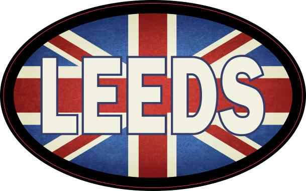 StickerTalk Oval UK Flag Leeds Vinyl Sticker, 4 inches by 2.5 inches